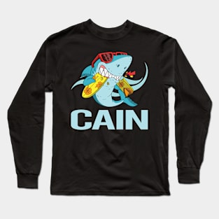 Funny Shark - Cain Name Long Sleeve T-Shirt